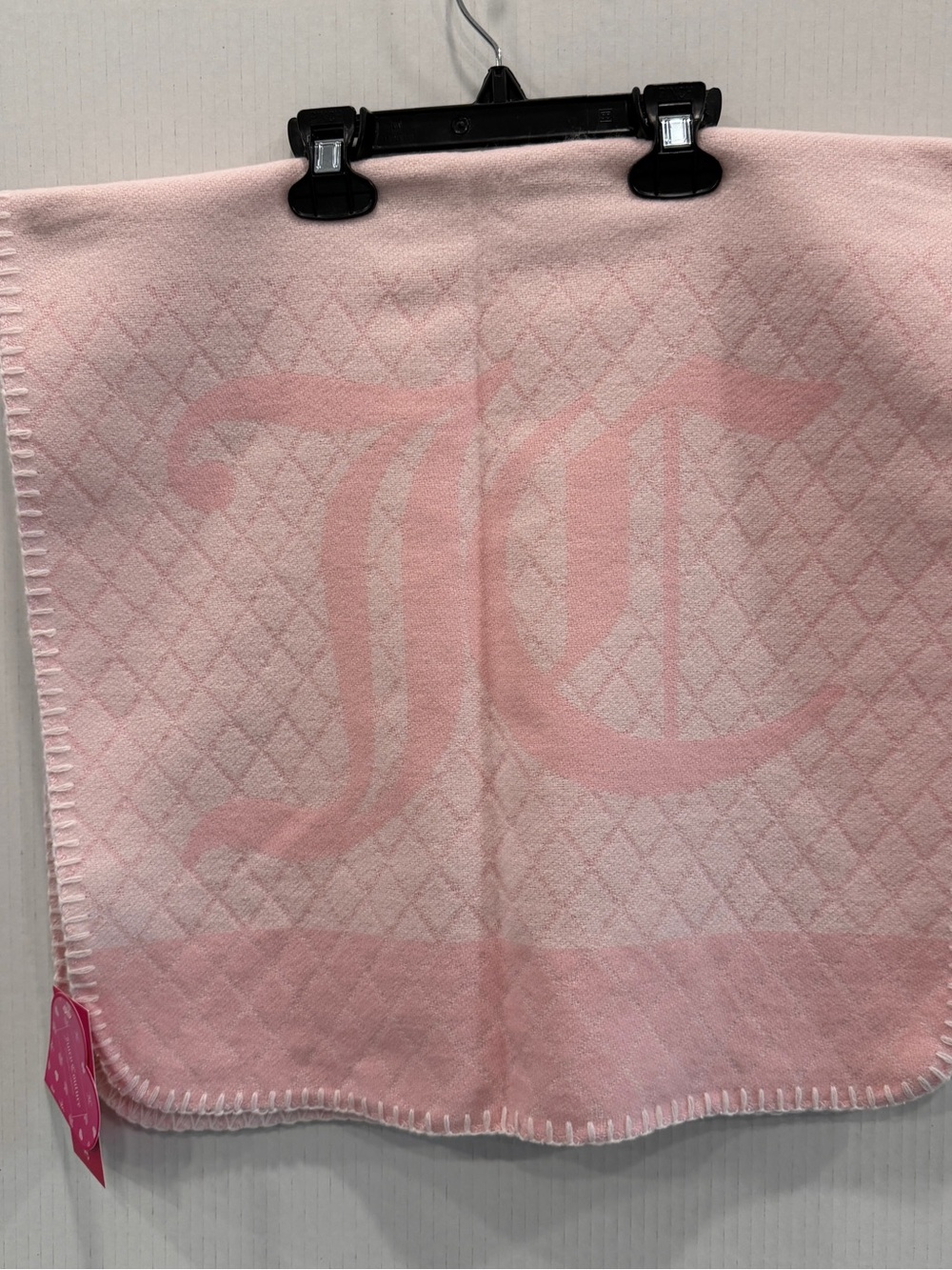 Juicy Couture Pink & White Monogram Soft Blanket Scarf 72” X 18” New With Tag
